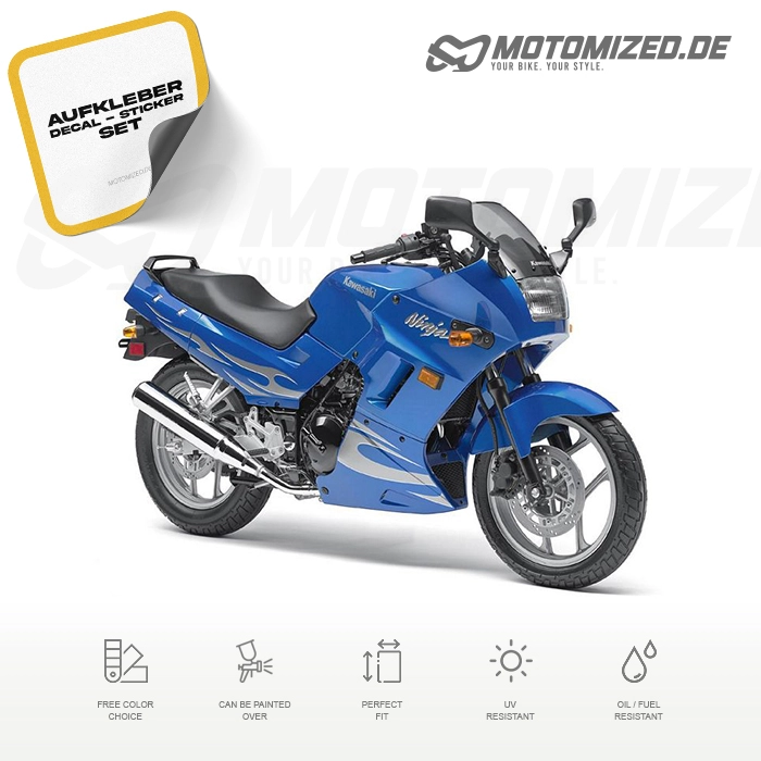 Kawasaki 250R Ninja 2007 with Blue Motorcycle Decals