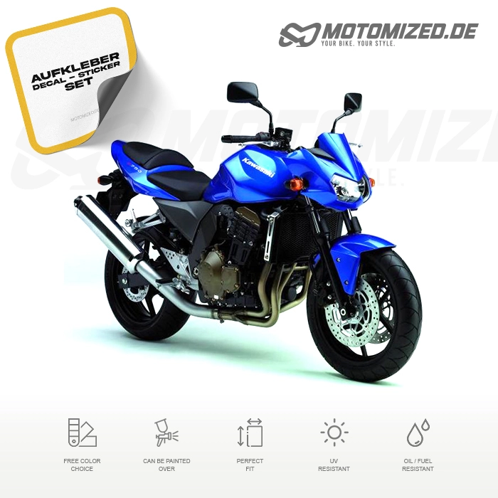 Kawasaki Z 750 2004 in blau mit Aufkleber-Dekor