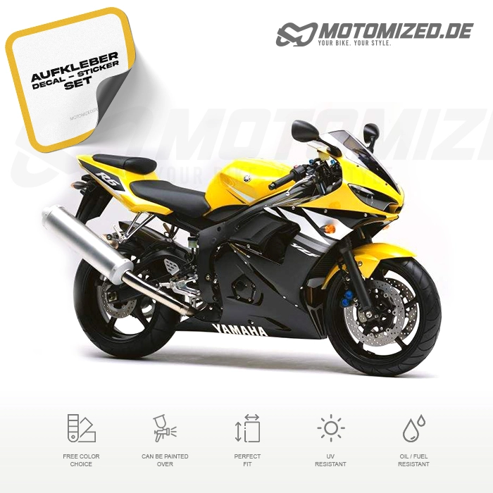 Yamaha YZF-R6 2003 with Yellow Motorcycle Decals