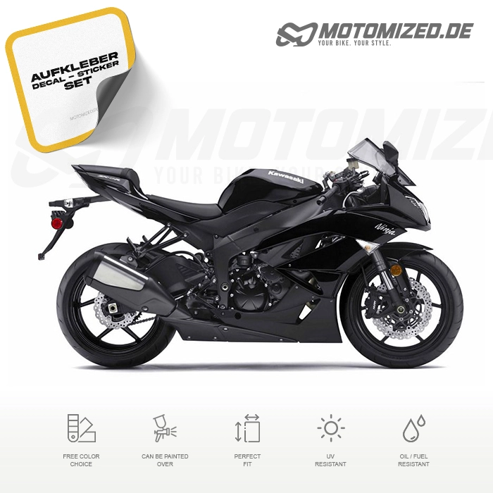 Kawasaki ZX-6R 2009 in schwarz mit Aufkleber-Dekor