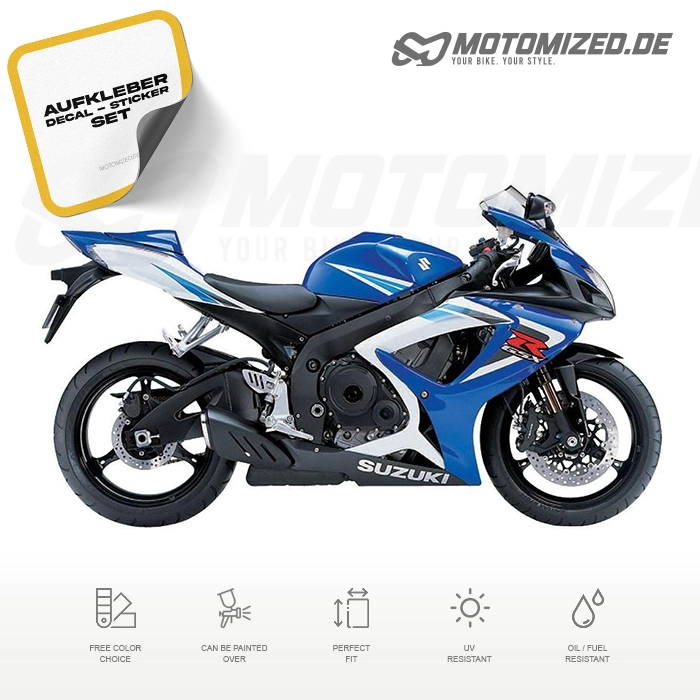 Suzuki GSX-R 750 2006 in weiß/blau mit Aufkleber-Dekor