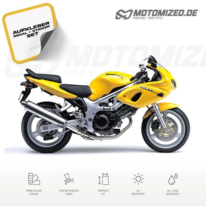 Suzuki SV 650S 2000 in gelb mit Aufkleber-Dekor