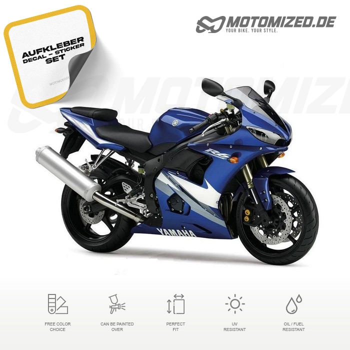 Yamaha YZF-R6 2005 with Blue Motorcycle Decals