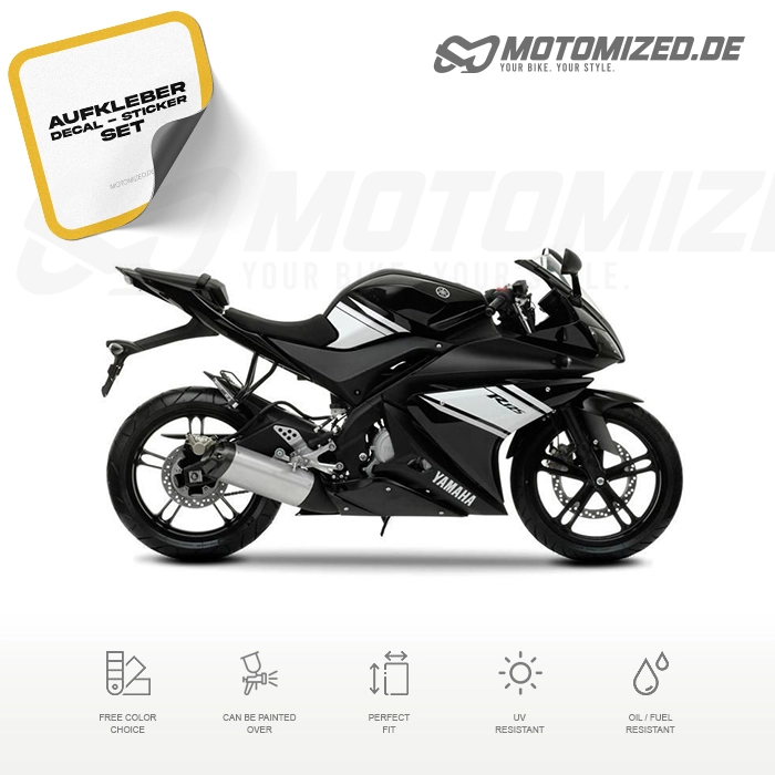 Yamaha YZF-R125 2009 with Black Motorcycle Decals
