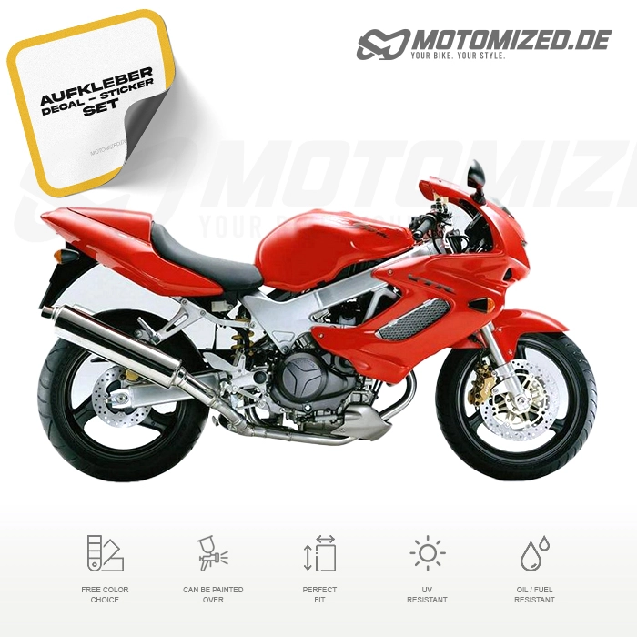 Honda VTR 1000F 1998 in rot mit Aufkleber-Dekor
