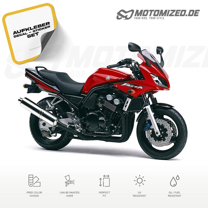 Yamaha FZS600 Fazer 2003 in rot mit Aufkleber-Dekor