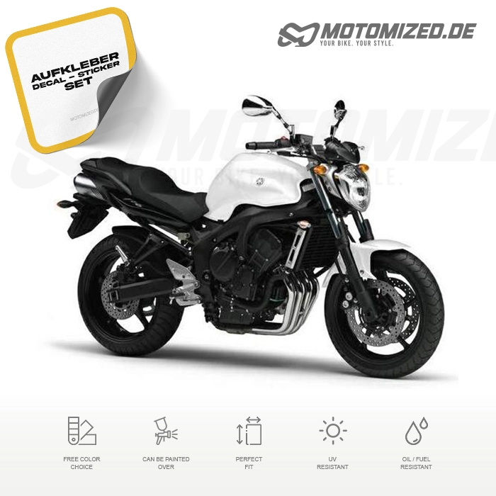 Yamaha FZ6 S2 2007 with White Motorcycle Decals