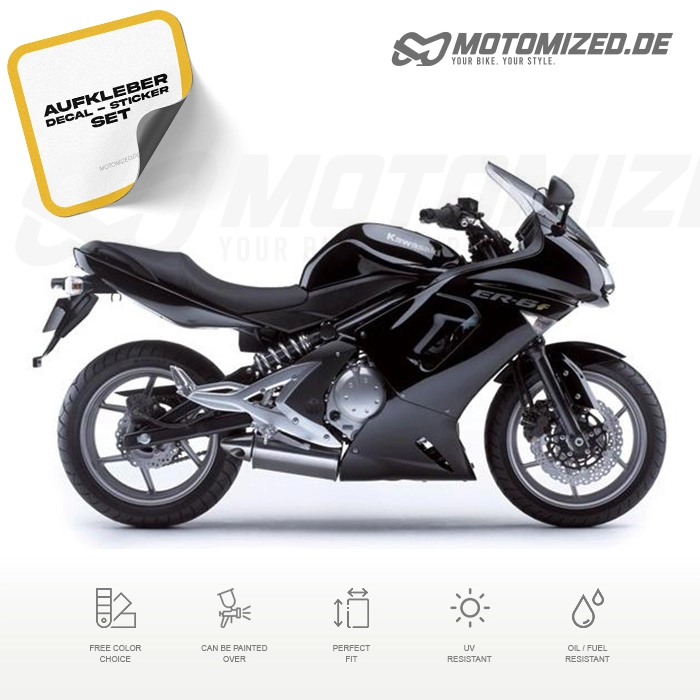Kawasaki ER-6F 2006 with Black Motorcycle Decals