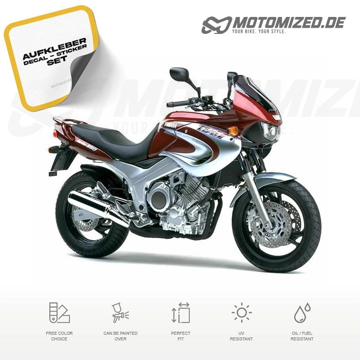 Yamaha TDM 850 2001 with Burgundy/Silver Motorcycle Decals