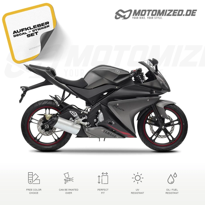 Yamaha YZF-R125 2012 with Black Motorcycle Decals