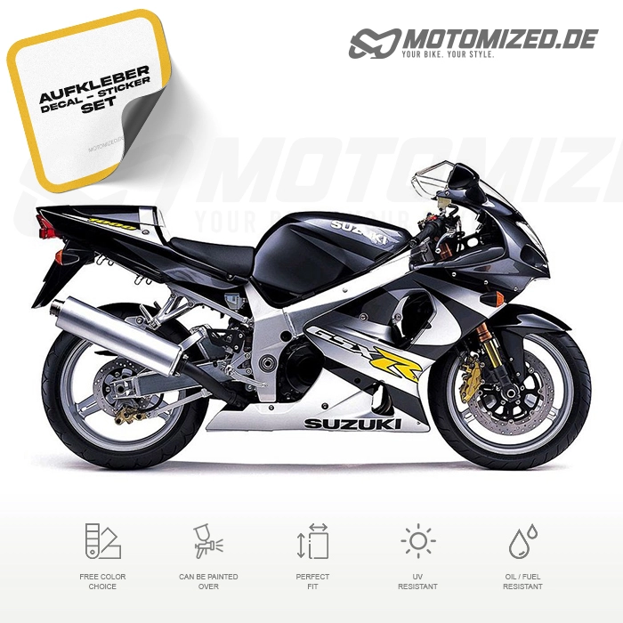 Suzuki GSX-R 1000 2001 with Silver/Black Motorcycle Decals