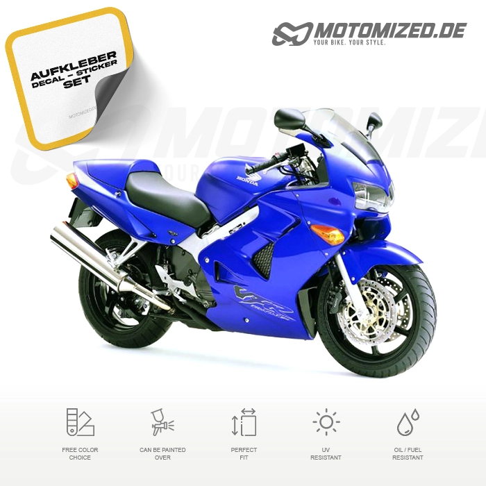 Honda VFR 800i 1999 with Blue EU Motorcycle Decals