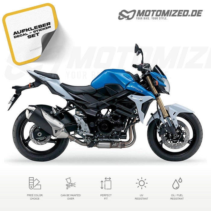Suzuki GSR 750 2013 with Blue/White Motorcycle Decals