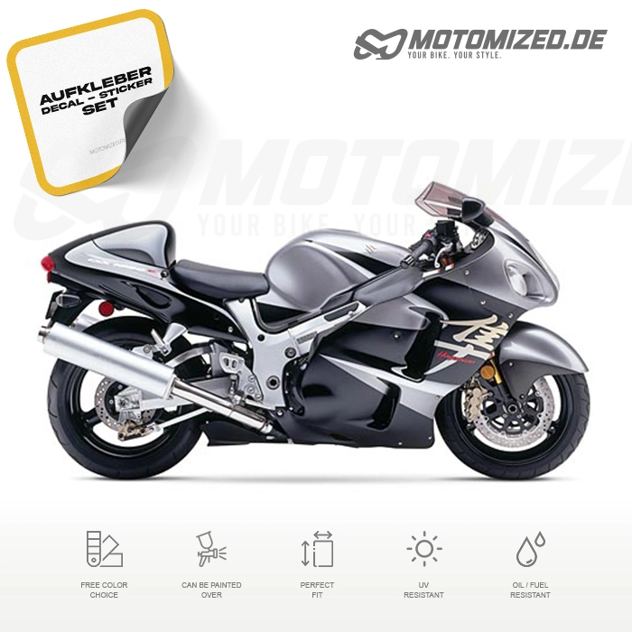 Suzuki Hayabusa 2005 in titangrau/schwarz mit Aufkleber-Dekor