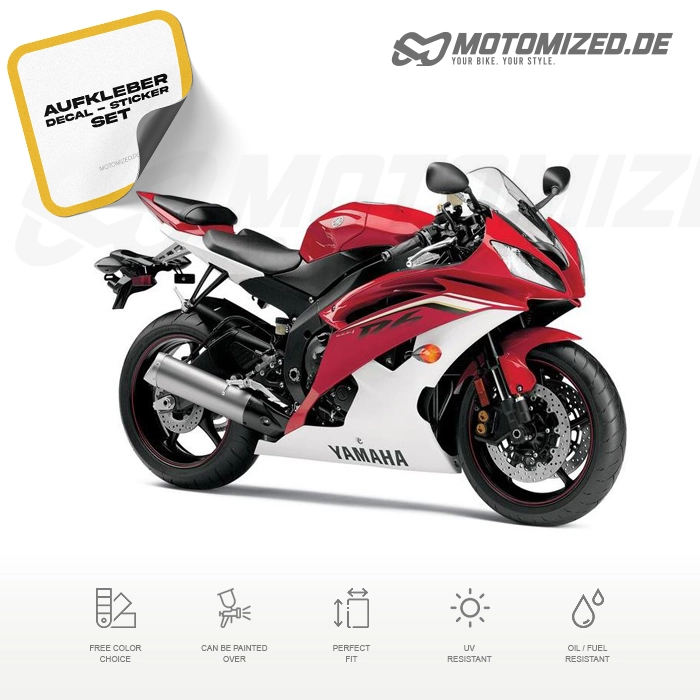 Yamaha YZF-R6 2013 with Red/White Motorcycle Decals