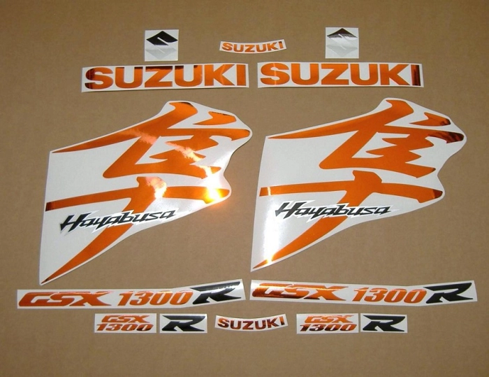 Suzuki Hayabusa 2008-2019 with Chrome-Orange Motorcycle Decals