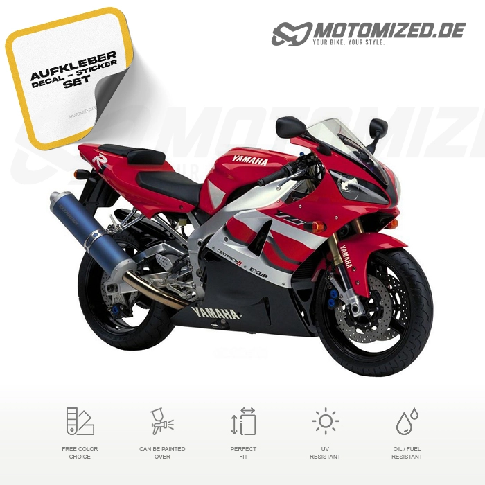 Yamaha YZF-R1 2000 with Red Motorcycle Decals