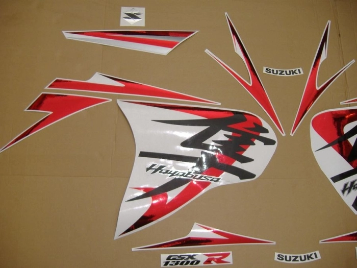 Suzuki Hayabusa GSX-1300R 2008-2015 - Silber/Chrome-Rot - Custom-Aufkleber-Dekor