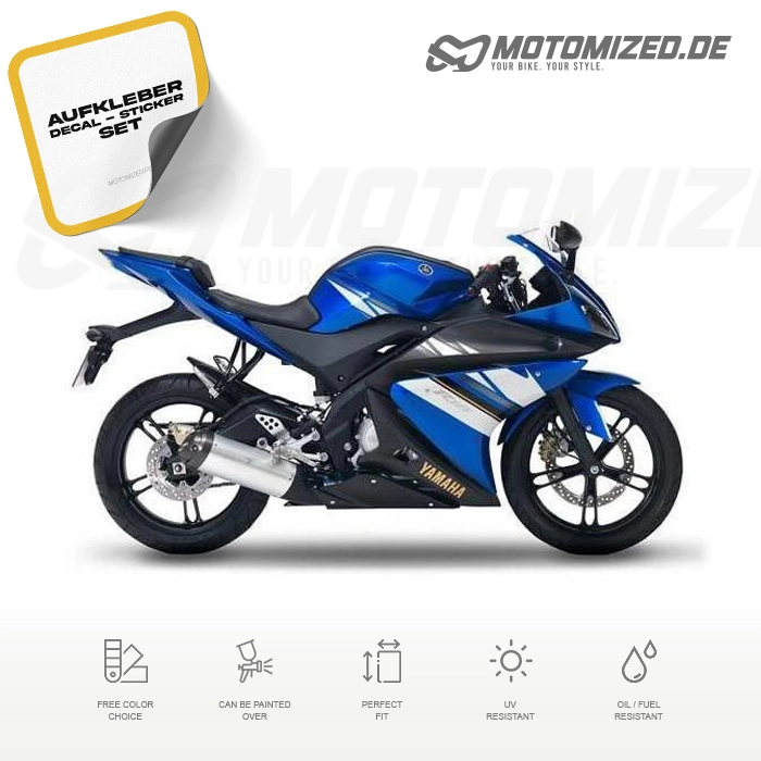Yamaha YZF-R125 2009 with Blue US Motorcycle Decals