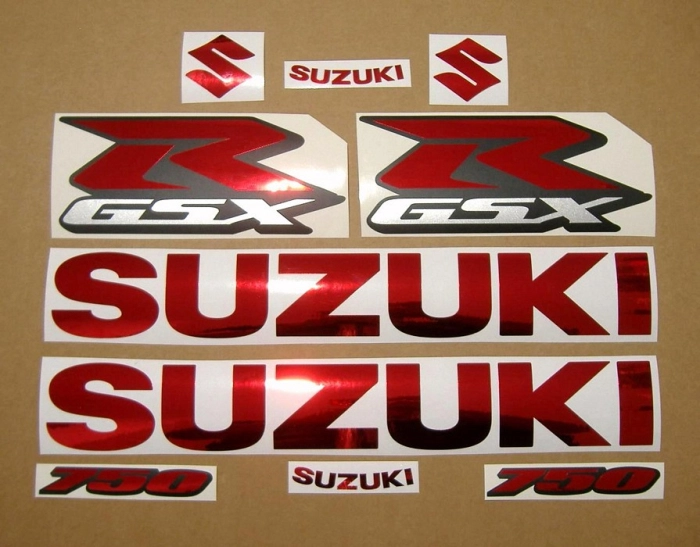 Suzuki GSX-R 750 Universal in chrome rot mit Aufkleber-Dekor