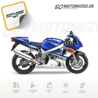 Suzuki GSX-R 600 2002 with Blue/Silver Motorcycle Decals