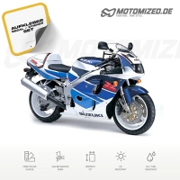 Suzuki GSX-R 750 1996 in weiß/blau mit Aufkleber-Dekor