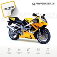 Suzuki GSX-R 750 2000 in gelb/schwarz mit Aufkleber-Dekor