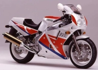 Yamaha FZR 1000 1990 with White/Red/Blue Motorcycle Decals