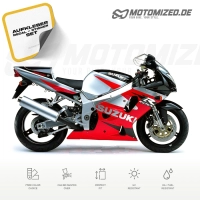 Suzuki GSX-R 750 2001 in rot/silber/schwarz mit Aufkleber-Dekor