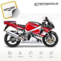 Suzuki GSX-R 750 2002 in rot/silber mit Aufkleber-Dekor