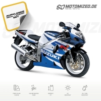 Suzuki GSX-R 750 2002 in weiß/blau mit Aufkleber-Dekor