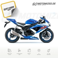 Suzuki GSX-R 750 2008 with White/Blue Motorcycle Decals