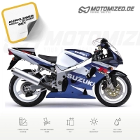 Suzuki GSX-R 750 2001 in weiß/blau mit Aufkleber-Dekor