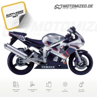 Yamaha YZF-R6 1999 with Silver/Black Motorcycle Decals