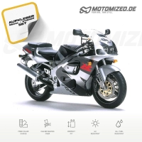 Suzuki GSX-R 750 1997 in silber/schwarz mit Aufkleber-Dekor