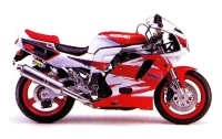 Suzuki GSX-R 750 1995 in rot/weiß mit Aufkleber-Dekor