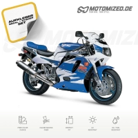 Suzuki GSX-R 750 1995 in weiß/blau mit Aufkleber-Dekor