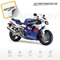 Suzuki GSX-R 750 1994 in weiß/blau mit Aufkleber-Dekor
