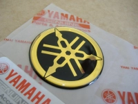 Set mit original Yamaha Gel Embleme für den Motorrad Tank in gold