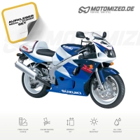 Suzuki GSX-R 600 1997 with White/Blue Motorcycle Decals